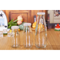 Empty 250ml/8oz custom clear glass milk bottles glass bottles with plastic cap